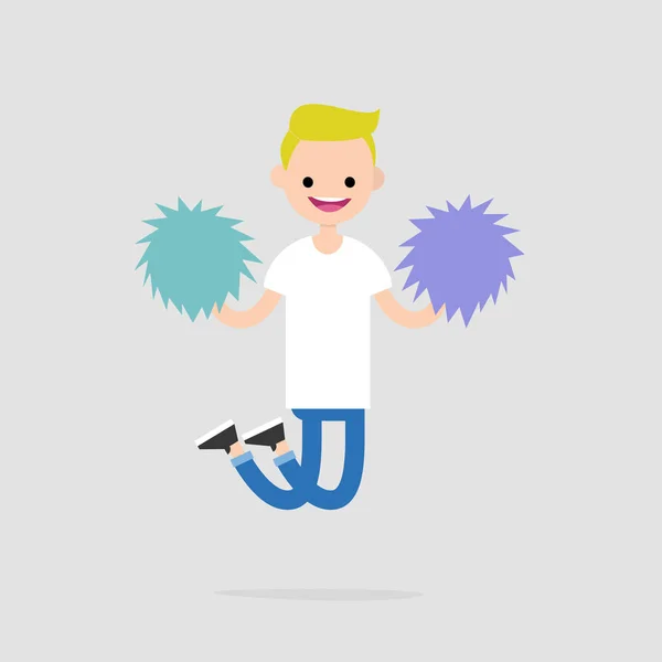 Pom-pom girl sautant avec les pompons. Activités sportives. Supporti — Image vectorielle