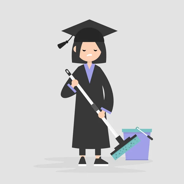 Labor market crisis: a university graduate   forced to work at t — Stock Vector