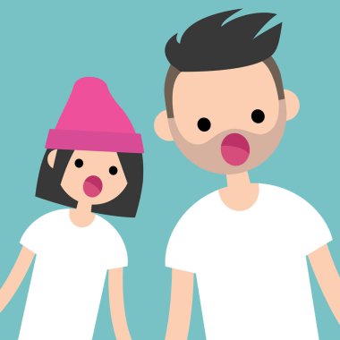 Son dakika haberi. İki karakter bakan açık ağızlı bir şey / düz düzenlenebilir vektör resim, küçük resim