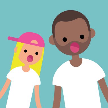 Son dakika haberi. İki karakter bakan açık ağızlı bir şey / düz düzenlenebilir vektör resim, küçük resim