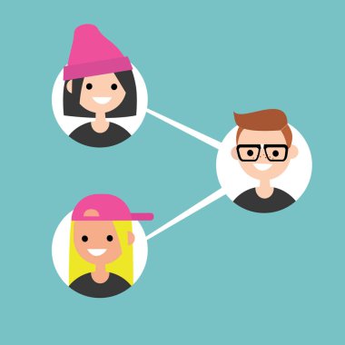 Sosyal ağ simge. İçerik paylaşımı. Düz düzenlenebilir vektör hastası