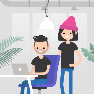 Ekip çalışması. Office rutin hayat. Bir proje tartışırken iş arkadaşları. 