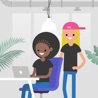 Ekip çalışması. Office rutin hayat. Bir proje tartışırken iş arkadaşları. 