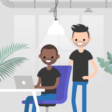 Ekip çalışması. Office rutin hayat. Bir proje tartışırken iş arkadaşları. 