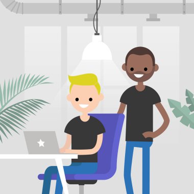 Ekip çalışması. Office rutin hayat. Bir proje tartışırken iş arkadaşları. 