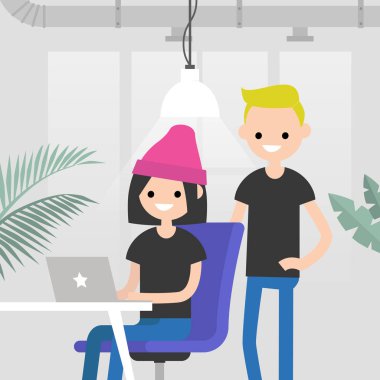 Ekip çalışması. Office rutin hayat. Bir proje tartışırken iş arkadaşları. 