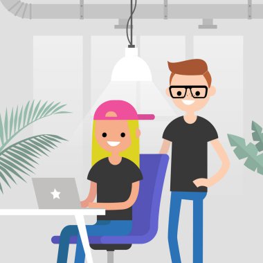 Ekip çalışması. Office rutin hayat. Bir proje tartışırken iş arkadaşları. 
