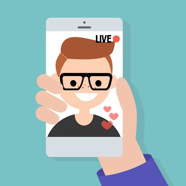 Live stream. Live translation on a smartphone screen / flat edit — Stock Vector