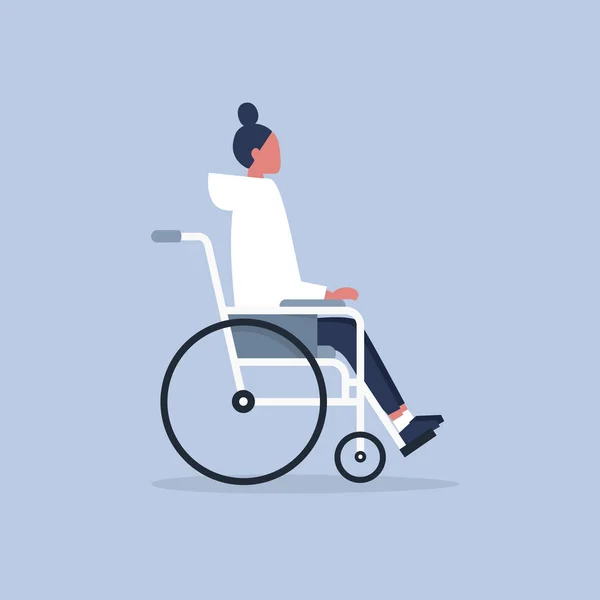 Jeune Personnage Féminin Handicapé Assis Dans Fauteuil Roulant Invalidité Vie — Image vectorielle