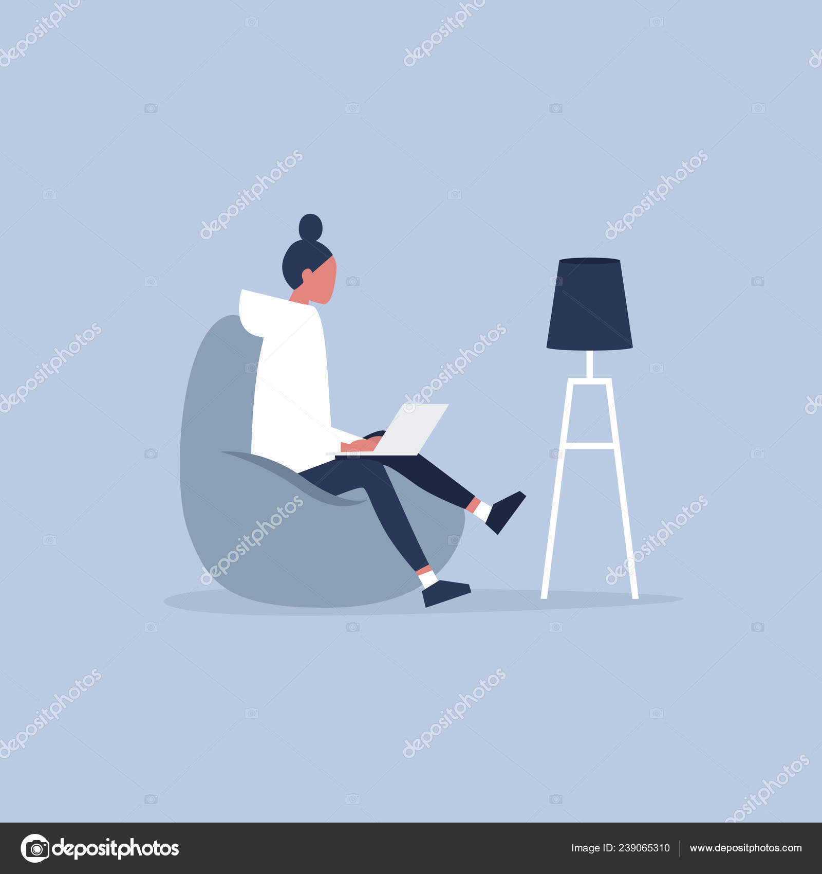 Office Furniture Young Female Manager Sitting Bean Bag Chair