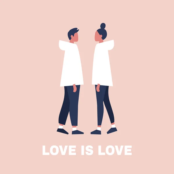 Jóvenes Personajes Heterosexuales Parados Uno Frente Otro Amor Amor Relaciones — Vector de stock