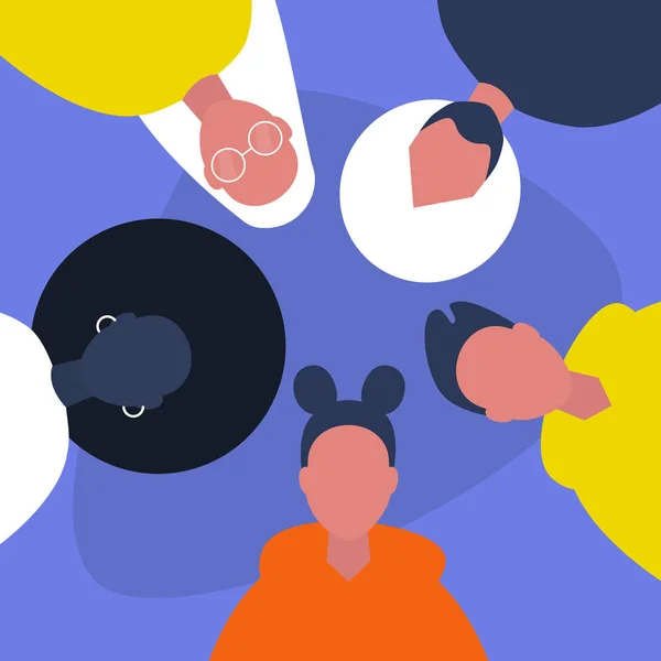 Diversity. A group of friends. Millennials. Students. Hanging out together. Flat editable vector illustration, clip art — Stock Illustration Diversity Group Friends Millennials Students Hanging Out Together Flat Editable Stock Illustration