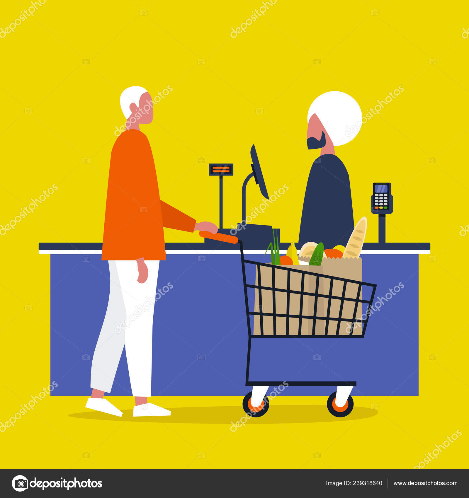 食料品店 スーパー マーケットの登録カウンターで買い物を済ませてクライアント 毎日の生活 フラット編集可能なベクトル イラスト クリップアート ストックベクター C Nadiabormotova 食料品店 スーパー マーケットの登録カウンターで買い物を済ませてクライアント 毎日の生活 フラット編集可能なベクトル イラスト クリップアート ストックベクター C Nadiabormotova