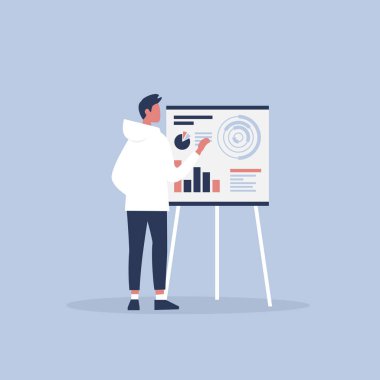 Veri analizi. Optimizasyonu. Rese sunan genç karakter