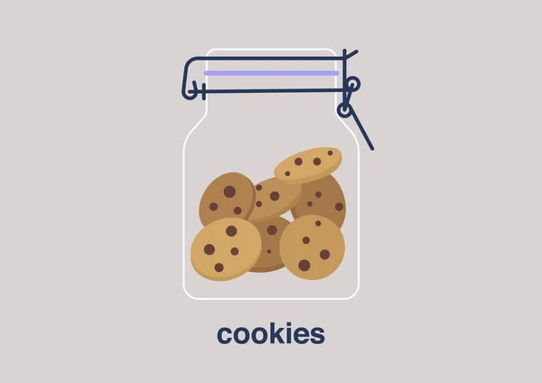 Pot Biscuits Desset Maison Biscuits Aux Pépites Chocolat — Image vectorielle
