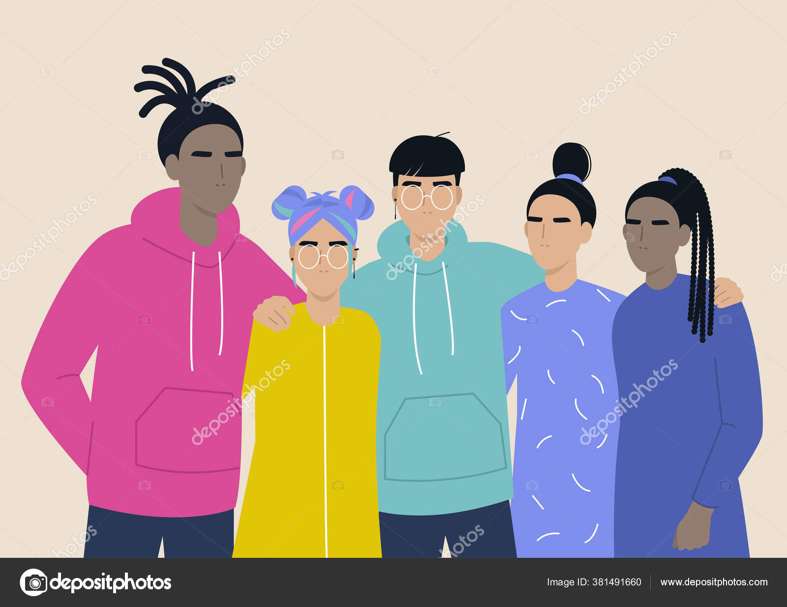 Lgbtq Pride Diverse Group People Hugging Each Other Love Love Stock Vector  Image by ©nadiabormotova #381491660