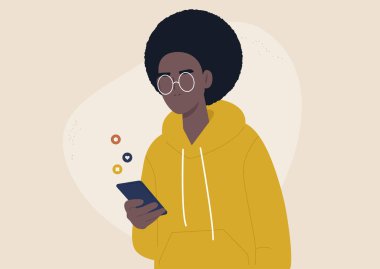 Mobil teknolojiler, genç Afrikalı karakter akıllı telefonları ile sosyal medya haber kaynakları, Z jenerasyonu yaşam tarzı