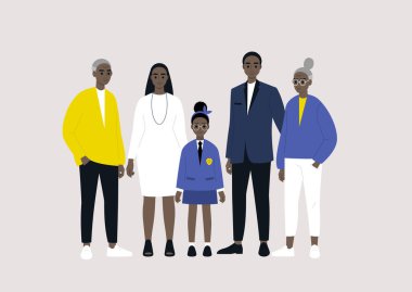 Üç aile nesli: yaşlılar, yetişkinler ve çocuklar, siyahi karakterler, harika ebeveynler, ebeveynler ve çocuklar