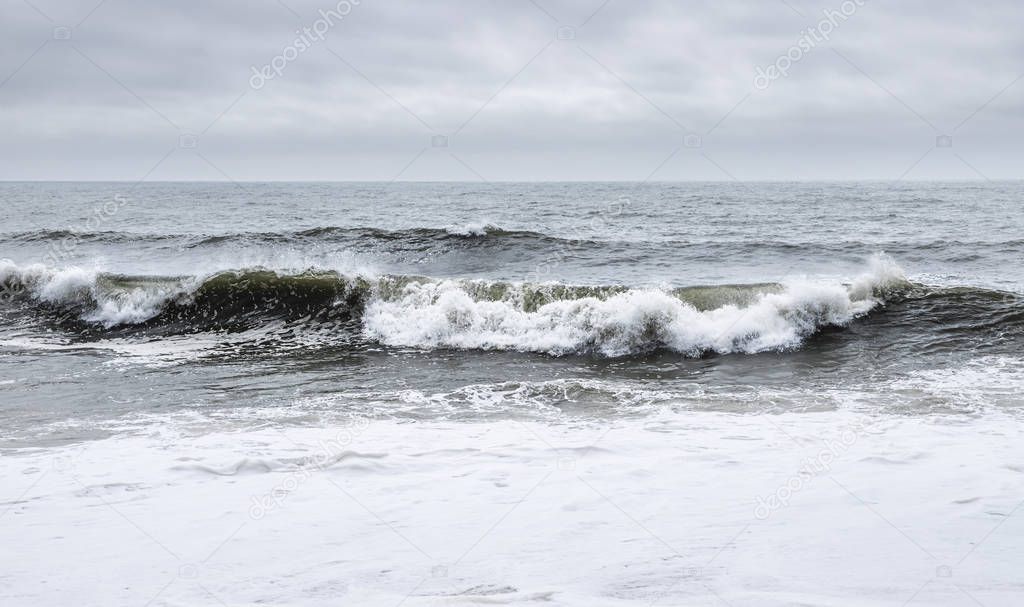 Nazare, Portugal - Crashing waves at the Praia do Norte or North beach