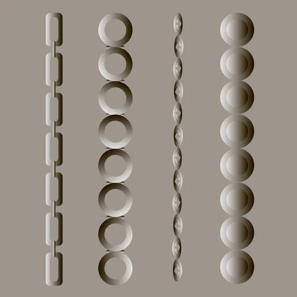 3D två färgade typer av kedjan på lugn grå bakgrund — Stock vektor