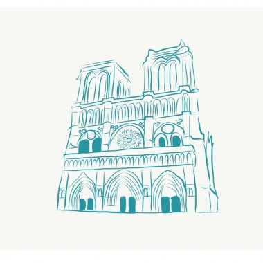 notre-dam Paris mavi renkli scetch. 