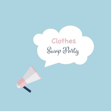 beyaz bulut mesajı üzerinde giysi takas parti metin