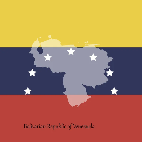 Venezuela mapa com sete estrelas sobre fundo cores nacionais — Vetor de Stock