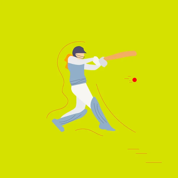 Ilustración Bateadora Jugando Deportes Campeonato Cricket Ilustración Abstracta Vectorial Niña — Vector de stock