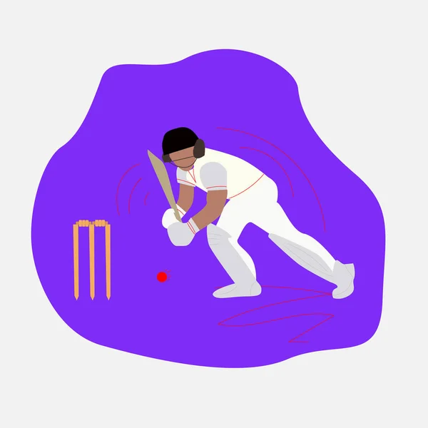 Ilustración Bateador Jugando Deportes Campeonato Cricket Ilustración Abstracta Vectorial Del — Vector de stock