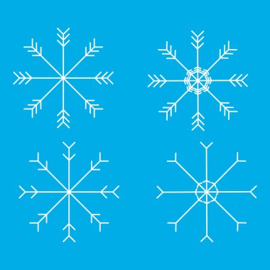 wihite kar taneleri mavi arka plan üzerinde ayarlayın. kış, tatil dekorasyon elemanları. renkli vektör illüstrasyon  