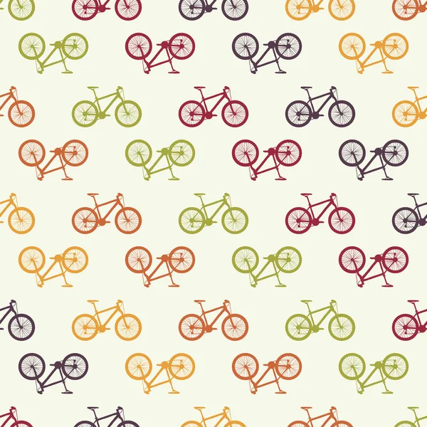 Pattern of different color bicycles on background — Stock Vector