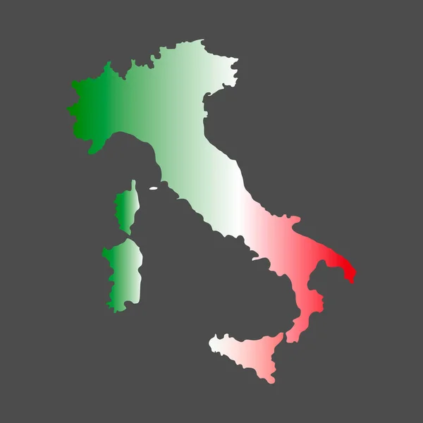 Mappa italiana in colori nazionali su sfondo grigio — Vettoriale Stock