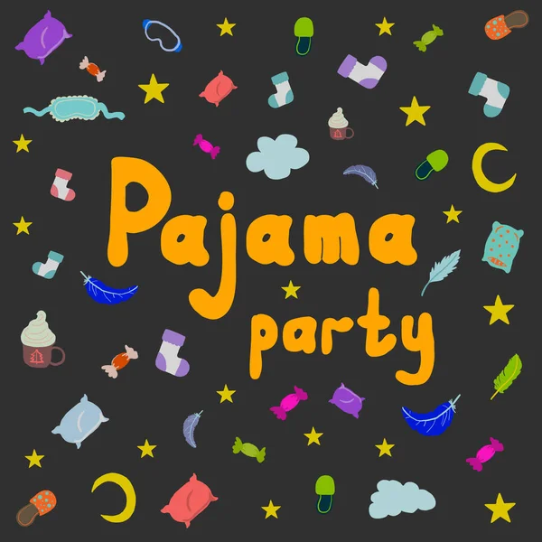 Pajama Party Text Pattern Pajama Party Vector Colorful Elements Good — Stock Vector