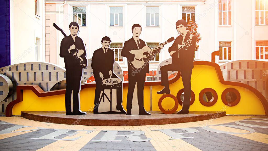 Vinnitsa, Ukraine September 17, 2017. Monument to The Beatles in Vinnitsa, Ukraine. yellow submarine.