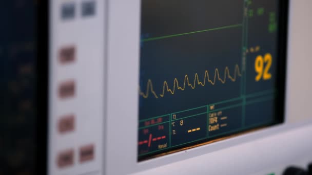 Künstliche Lungenbeatmung Auf Dem Monitor Die Den Zustand Des Patienten — Stockvideo