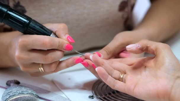 Uso Caneta Portátil Forma Prego Elétrico Broca Arte Salão Manicure — Vídeo de Stock