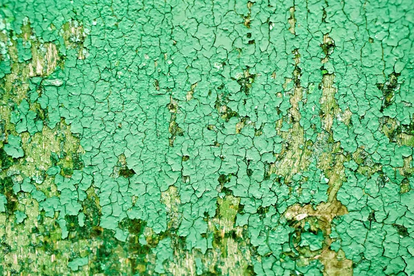 Textura Superfície Antiga Uma Parede Madeira Pintada Com Tinta Verde — Fotografia de Stock