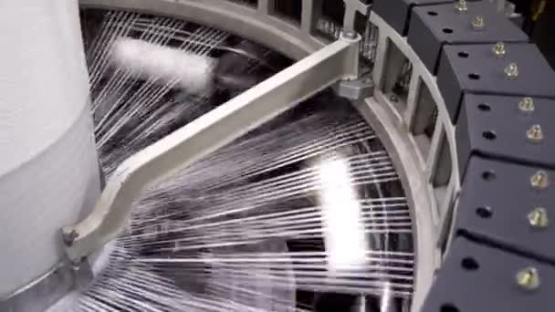 Circular Loom Specifies Density Width Weave Drum Winding Sleeves Woven — Stock Video