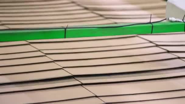 生产纸板箱的企业 用于生产波纹纸板箱的输送机生产线 用废纸制造硬纸板芯 — 图库视频影像