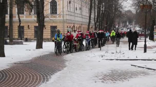 Ucraina Vinnitsa Dicembre 2019 Soborna Street Babbo Natale Sella Alla — Video Stock