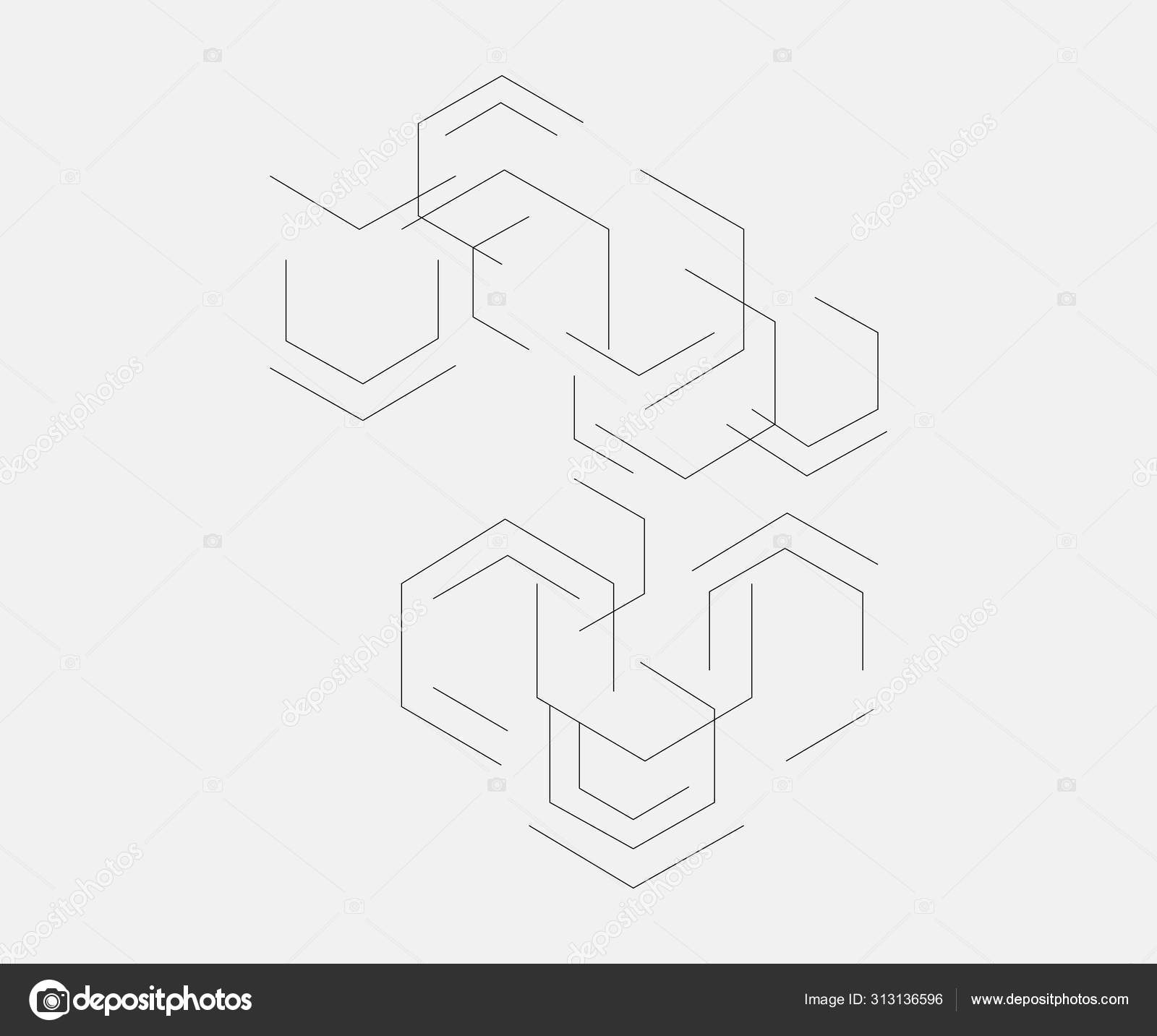 抽象的な黒い線パターンの六角形 ストックベクター C Ozdenemre