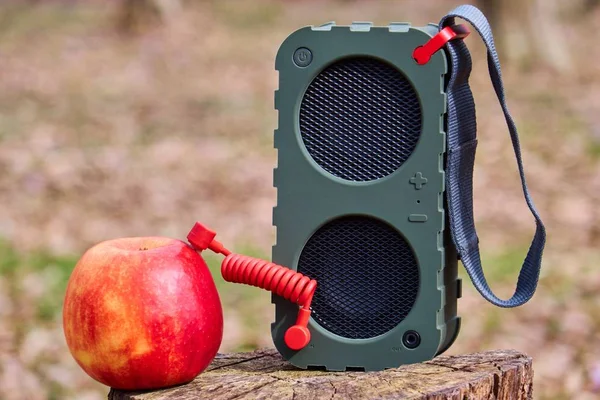 Apple music concept , abstract portable bluetooth speaker