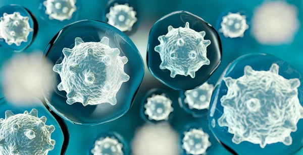 Mavi Arka Planda Patojen Mikro Organizmalar Illüstrasyon — Stok fotoğraf