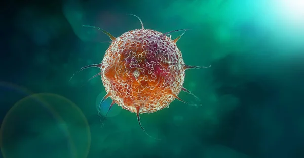 Komórka Wirusa Zielonym Tle Ilustracja — Zdjęcie stockowe