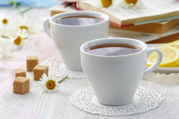 Hora Chá Xícara Chá Para Relaxamento Verão — Fotografia de Stock