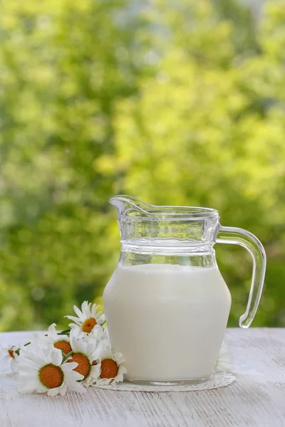 Färsk Mjölk Glas Naturlig Bakgrund Hälsosam Mat — Stockfoto