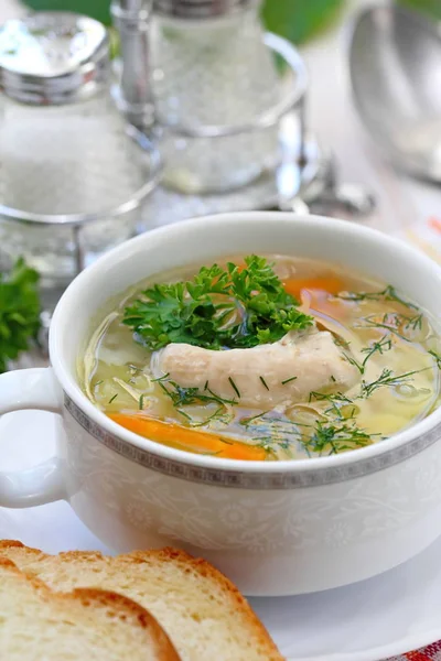 Домашний Куриный Суп Овощами Здоровое Питание — стоковое фото