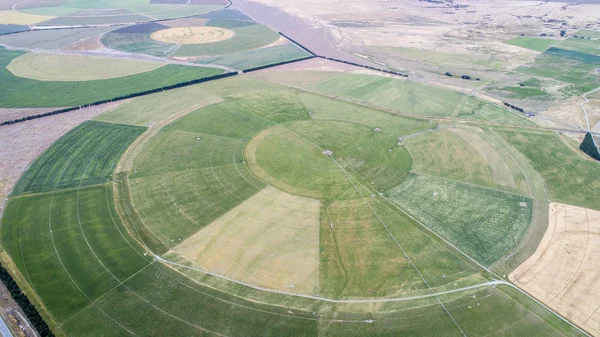 Cirkel Odling Fält Sett Från Drönaren Nya Zeeland — Stockfoto