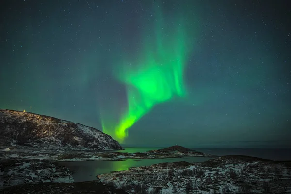Στη Νορβηγία Νυχτερινό Ουρανό Γίνεται Μαγικό Ευχαριστίες Προς Βόρειο Σέλας — Φωτογραφία Αρχείου