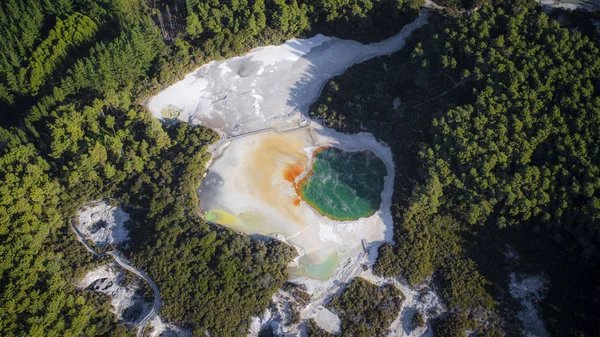 Green Lake Seen Drone Waikite Valley — Stock Photo, Image